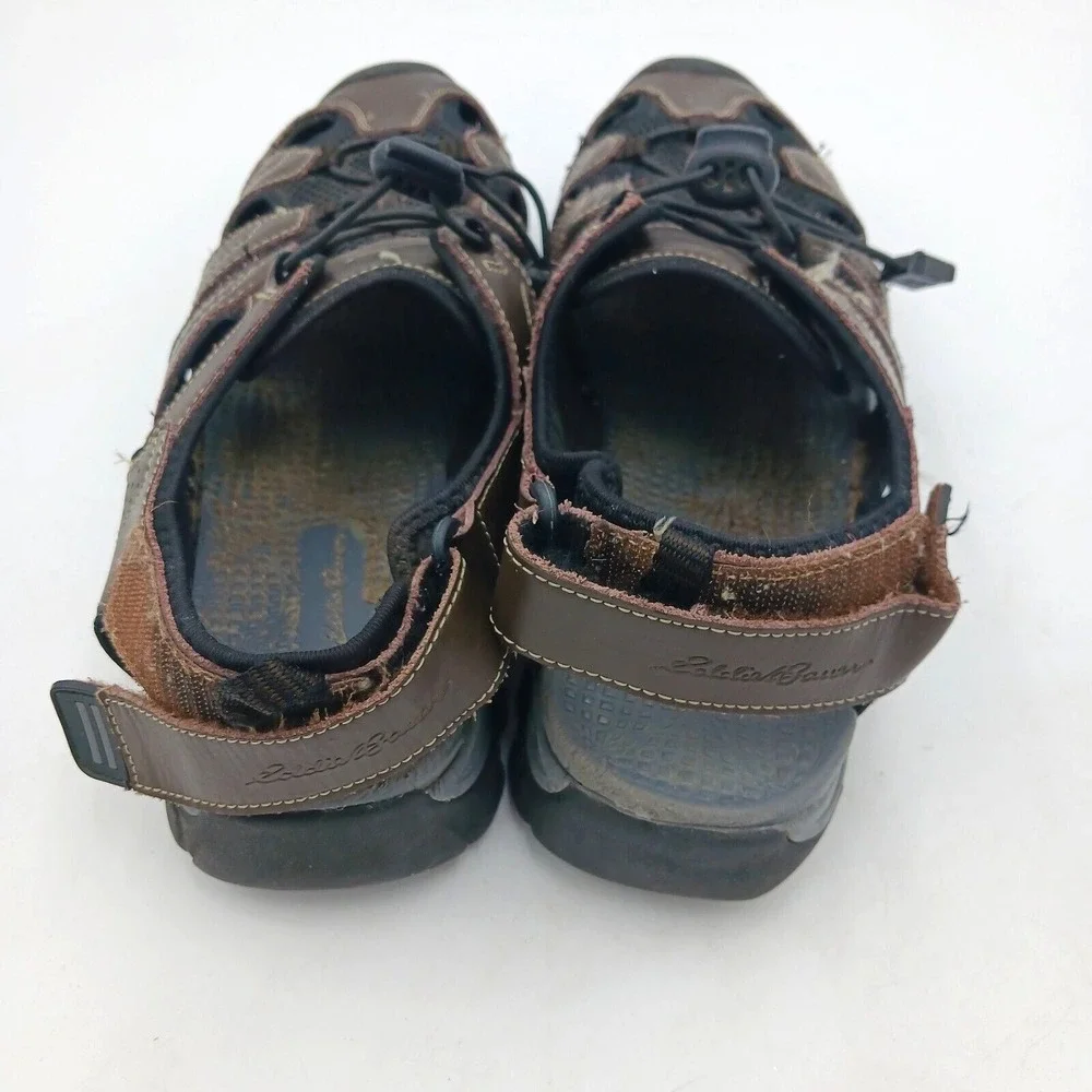 Eddie Bauer Men's Shoes 12M Bungee Lace Arvada Fisherman Water Sandals Brown